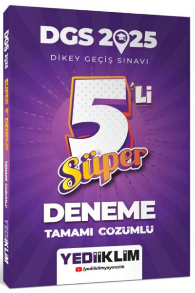 2025 DGS Tamamı Çözümlü Süper 5li Deneme Yediiklim Yayınları FotokoPink