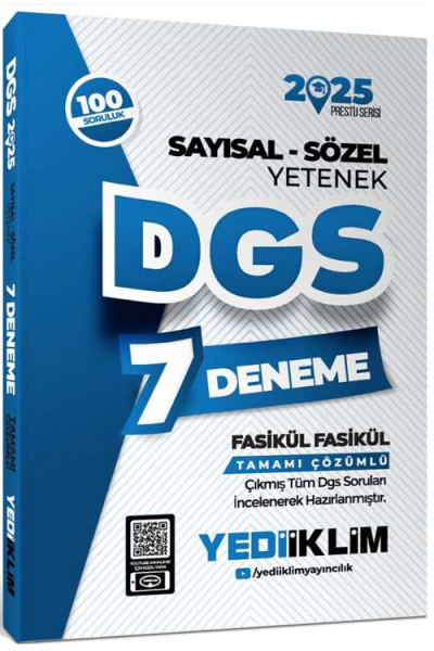 2025 DGS Sayısal-Sözel Yetenek 7 Fasikül Deneme Yediiklim Yayınları