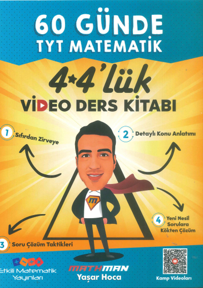 60 GÜNDE TYT MATEMATİK 4*4'lÜK VİDEO DERS KİTABI FotokoPink