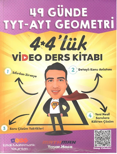 49 GÜNDE TYT-AYT GEOMETRİ 4*4'lÜK VİDEO DERS KİTABI YAŞAR HOCA MATHMAN FotokoPink