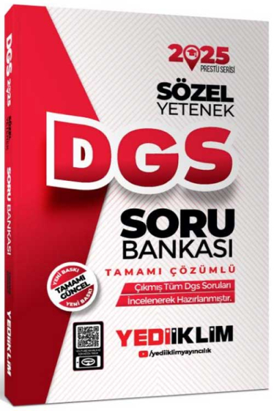 2025 DGS Sözel Yetenek Tamamı Çözümlü Soru Bankası Yediiklim Yayınları FotokoPink