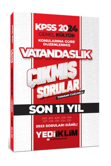 2024 KPSS Genel Kültür Lisans Vatandaşlık Konularına Göre Tamamı Çözümlü Çıkmış Sorular (2013-2023) FotokoPink
