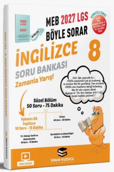 2027 8. Sınıf LGS İngilizce Soru Bankası Sinan Kuzucu Yayınları FotokoPink