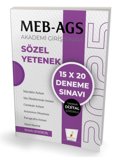 2025 MEB-AGS Sözel Yetenek 15x20 Deneme Çözümlü Pelikan Yayınları FotokoPink