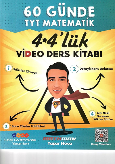 60 GÜNDE TYT MATEMATİK 4*4'LÜK VİDEO DERS KİTABI MATHMAN YAŞAR HOCA