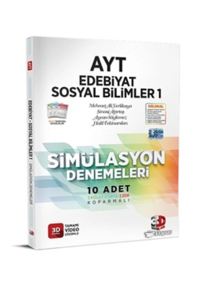 AYT Edebiyat Sosyal Bilimler 1 Simülasyon Denemeleri Tamamı Video Çözümlü 3D Yayınları FotokoPink