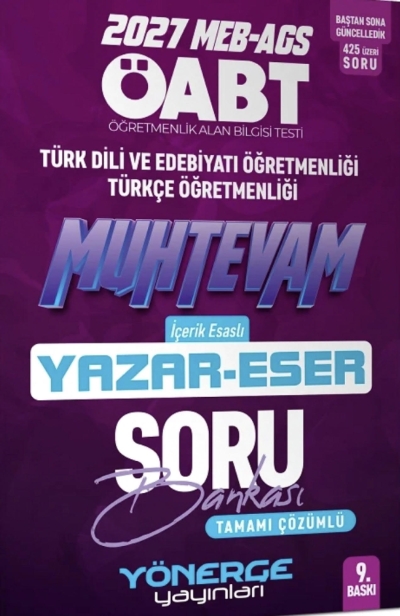 ÖABT MEB-AGS Türk Dili Edebiyatı Türkçe Öğretmenliği Muhtevam Yazar Eser Soru Bankası Çözümlü Yönerge Yayınları FotokoPink