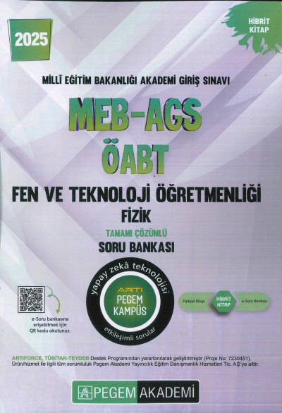2025 MEB-AGS-ÖABT Fen ve Teknoloji Öğretmenliği Fizik Tamamı Çözümlü Soru Bankas Pegem Akademi Yayıncılık FotokoPink