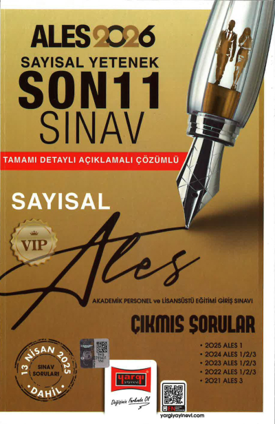 2026 ALES VIP Sayısal Yetenek Son 11 Sınav Çıkmış Sorular (13 Nisan 2025 Sınavı Dahil) Yargı Yayınları SAYISAL BÖLÜM FotokoPink