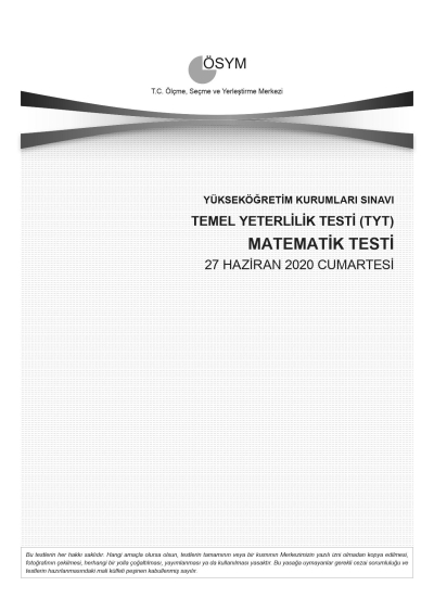 MATEMATİK SON 11 YIL ÇIKMIŞ SORULAR (TYT) (2020 DAHİL) FotokoPink