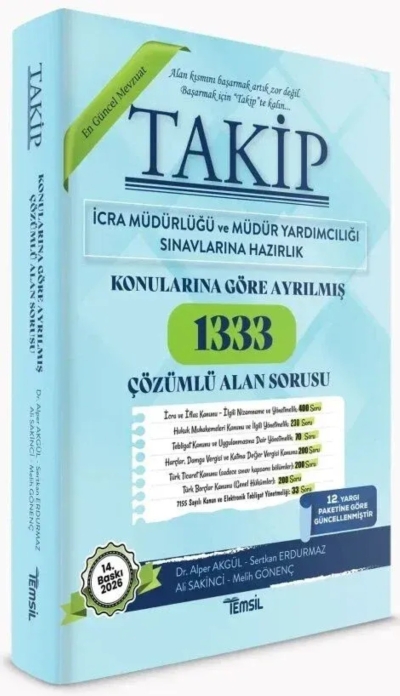 TAKİP İcra Müdürlüğü ve Yardımcılığı 1333 Alan Soru Bankası Çözümlü 14. Baskı Temsil Yayınları FotokoPink