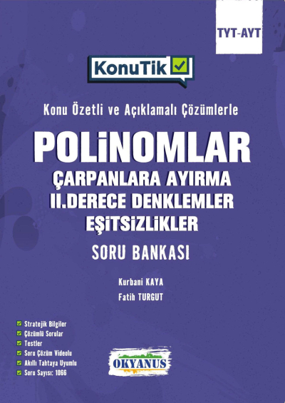 TYT AYT KonuTik Polinomlar Çarpanlara Ayırma II. Derece Denklemler Ve Eşitsizlikler Soru Bankası Okyanus Yayınları FotokoPink