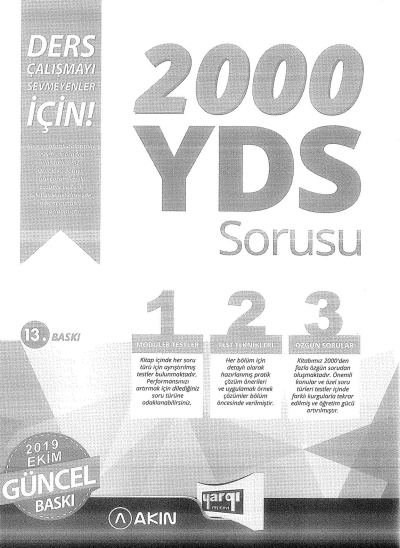 2000 YDS SORUSU 2019 EKİM GÜNCEL BASKI (AKIN DİL YARGI YAYINLARI ORTAK BASIM) FotokoPink