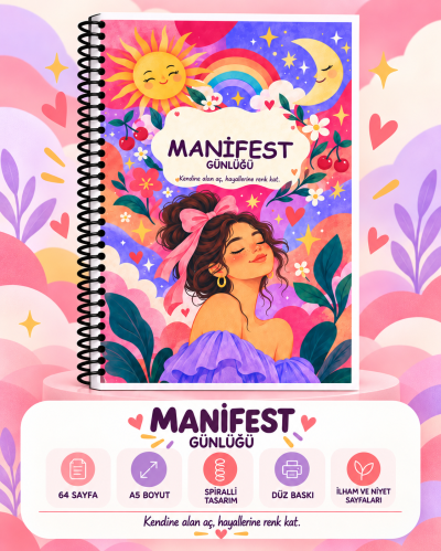 Manifest Defteri Renkli Basım Spiralli FotokoPink