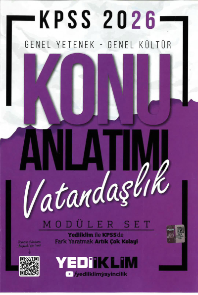 VATANDAŞLIK Yediiklim 2026 KPSS Genel Yetenek Genel Kültür Konu Anlatımı Modüler Yediiklim Yayınları FotokoPink