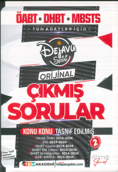 2025 ÖABT DHBT MBSTS Din Kültürü ve Ahlak Bilgisi Dejavu Orijinal Çıkmış Sorular Seti 2. Kitap TKM Akademi FotokoPink