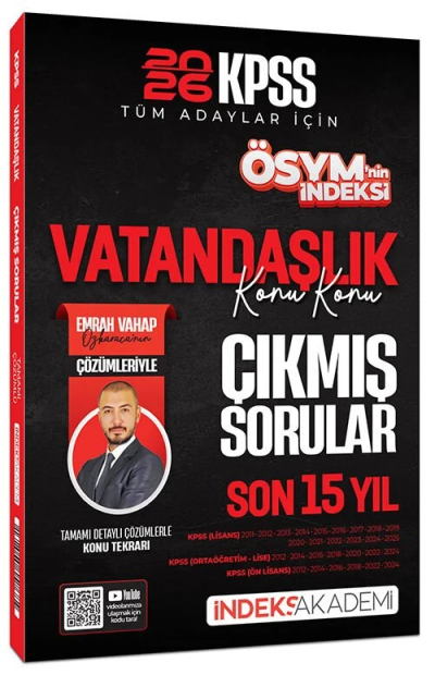 2026 KPSS Vatandaşlık ÖSYM nin İndeksi Çıkmış Sorular Son 15 Yıl Konu Konu Çözümlü - Emrah Vahap Özkaraca İndeks Akademi Yayıncılık FotokoPink