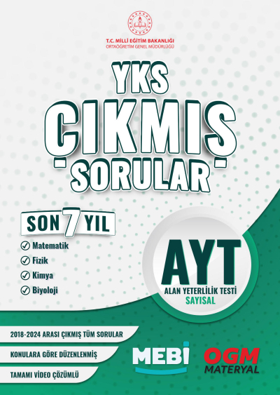 AYT Sayısal (Mat-Fizik-Kimya-Biyoloji) Çıkmış Sorular 2018-2024 Mebi FotokoPink