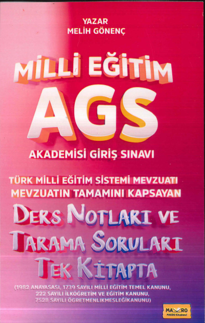 Makro Kitap 2025 MEB-AGS Türk Milli Eğitim Sistemi Mevzuatı Ders Notları ve Tarama Soruları Tek Kitap FotokoPink