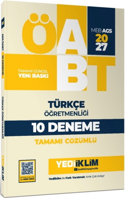 MEB AGS ÖABT Türkçe Öğretmenliği Tamamı Çözümlü 10 Deneme Yediiklim Yayınları FotokoPink