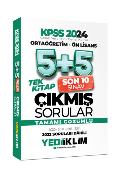 Ortaöğretim - Ön Lisans Tamamı Çözümlü 5+5 Çıkmış Sorular Tek Kitap (2014-2022) FotokoPink