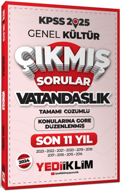 2025 KPSS Genel Kültür Lisans Vatandaşlık Konularına Göre Tamamı Çözümlü Son 11 Yıl Çıkmış Sorular Yediiklim Yayınları FotokoPink