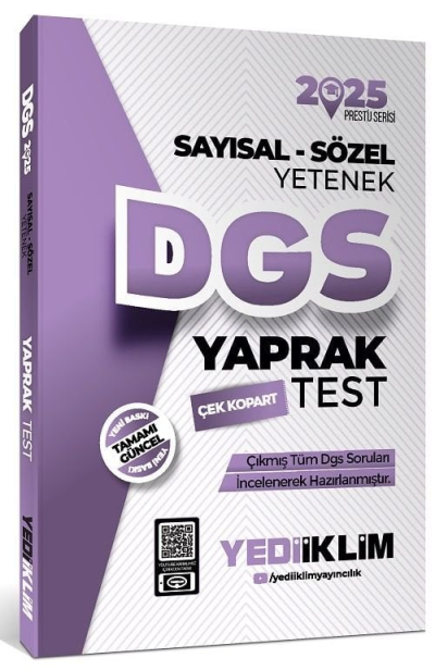 2025 DGS Sayısal Sözel Yetenek Çek Kopart Yaprak Test Yediiklim Yayınları FotokoPink